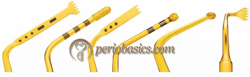A few of various inserts available with peizosurgical units.